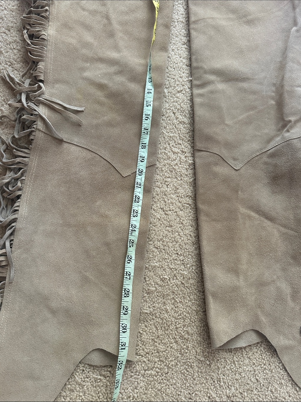 Womens tan Brown Suede Fringe Chaps | Size XL | Western leather - Picture 9 of 11
